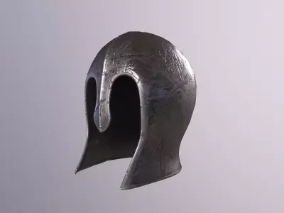 Old warrior Helmet with PBR material  Low-poly 3D model