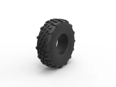 Military truck tire 7 Scale 1 to 25 3D print model