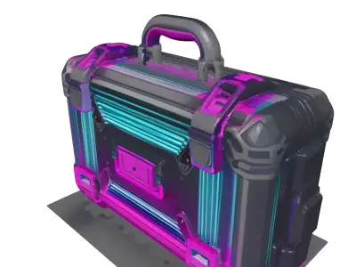 Neon Cyberpunk Briefcase with Holographic Lock 3D model