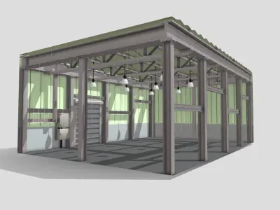 Warehouse Interior - Stylised Low-poly 3D model