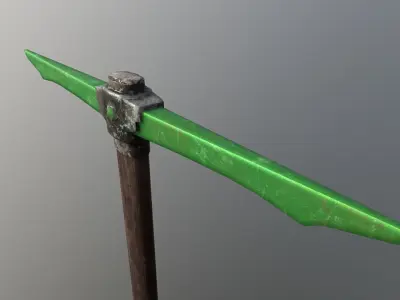 Pickaxe - Emerald Low-poly 3D model