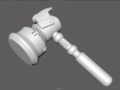 Sci Fi Mechanical Gavel  Hammer  Game Ready Low-poly 3D model