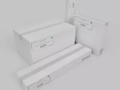 White Cardboard Box Shipping Pro Quad - Rigged and Customizable 3D Model Pack