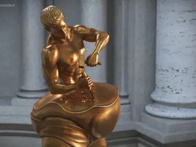 Conceptual Man Sculpting Body Statue Bronze 3D model