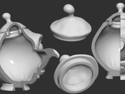 Hatters Teapot - Toy model to print Part 01 Free 3D print model Free 3D print model