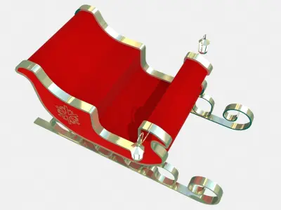 3D SNOW SLED CLAUS Low-poly 3D model