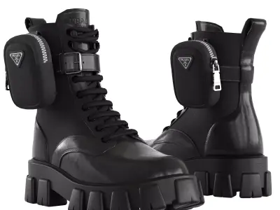 PRADA MONOLITH COMBAT BOOTS Low-poly 3D model