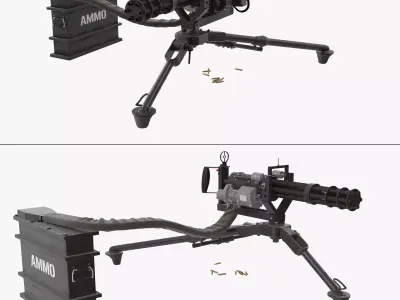 M134 Minigun Tripod Mounted and Ammo Crate Collection 3D Model Pack