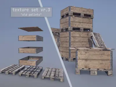 Cargo Wood Pallets Collars Cover EUR EPAL vr-3 Low-poly 3D model