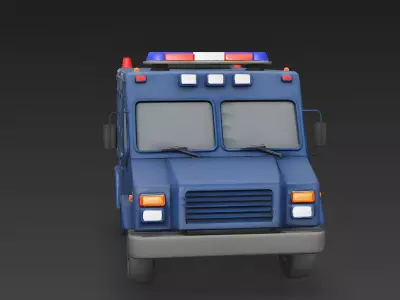 Stylized Armored Rescue Vehicle 3D Model Low-poly 3D model