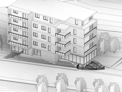 Modern commercial appartment building Free 3D model