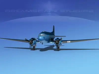 Douglas R-4D Dakota US Marines V1 3D model