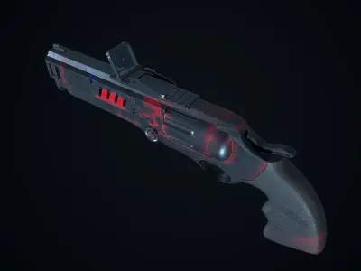 Sci-fi heavy revolver Free low-poly 3D model