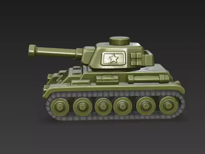 Cartoon Military Tank 3D Model  Low Poly Game Ready Vehicle 3D model