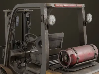 Forklift Truck 02 Old Dusty All PBR Unity UE Textures Low-poly 3D model