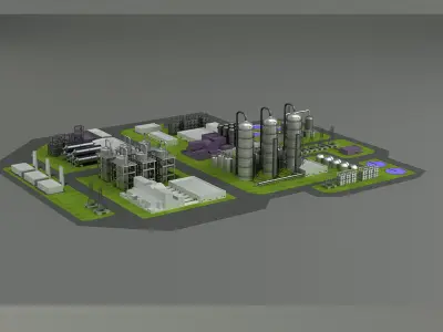 platform factory industrial tower nuclear gas construction 3D model