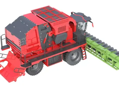 Cotton Picker Harvester Low-poly 3D model
