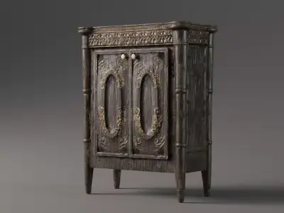 Wooden Antique Dresser Low-poly 3D model