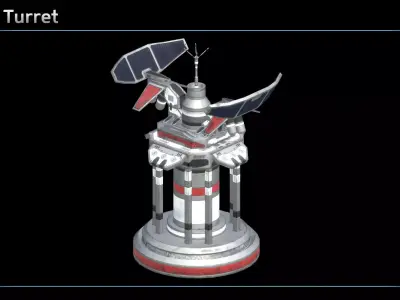 Shield and Concussion Turret Low-poly 3D model