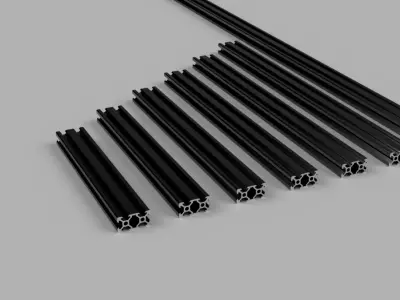 V-Slot 2040 Aluminum Profile Professional Pack 7 Lengths STEP 3D model