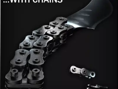 Damascus Knife made with Chains Low-poly 3D model