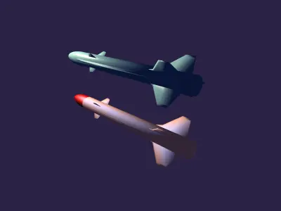 Missiles two jets flying in sky 3D model