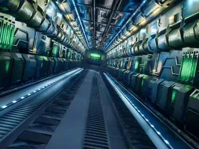Cyberpunk Sci-Fi Passage Environment Low-poly 3D model