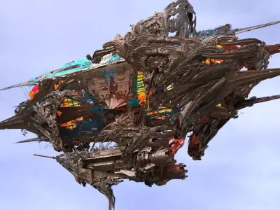Grand Japanese Dragon zeppelin market 3D model