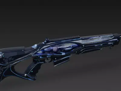 Cartoon Cyberpunk Rifle PBR 3D Model Low-poly 3D model