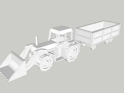 Farm Countryside Equipment Trailer Bulldozer by Outland Models Low-poly 3D model