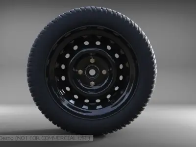 Tire on rim 3D model