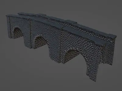 Large Medieval Bridge Low-Poly Stone Game Asset Low-poly 3D model