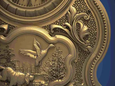 Carved clock for 3D printing and CNC 3D print model 20