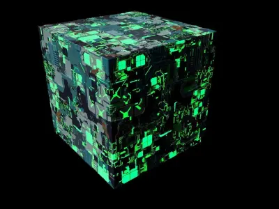 Sci Fi Cube Low-poly 3D model