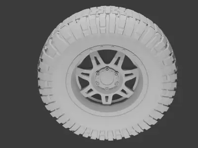 Third Off Road Tire and Rim 3D Model  3D model