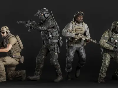 Modular Military Character Low-poly 3D model purchase