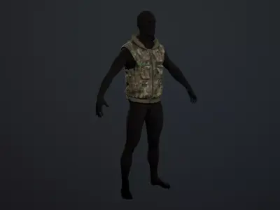 Vest PBR Game Ready camouflage Low-poly 3D model
