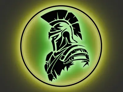 A stylized Spartan warrior in a helmet 3d model logo 3D print model