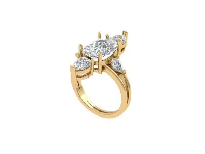 Solitaire Engagement Art Deco Ring 3D print model 69