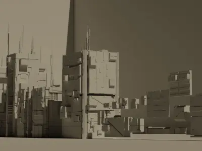Sifi Buildings Low-poly 3D model