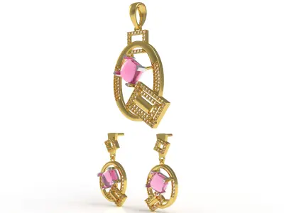 Diamond Pendant Set 24 3D print model