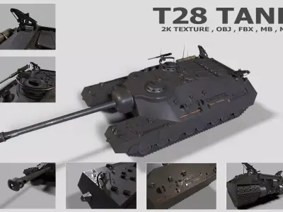t25 t95 tank low-poly Low-poly 3D model