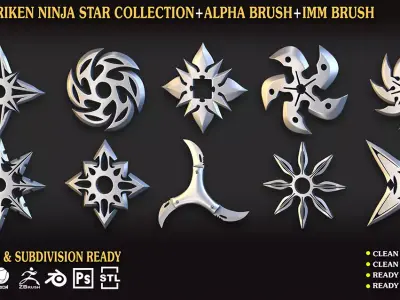 50 Shuriken Ninja Star Collection Vol 04 Free 3D model