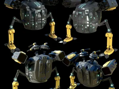 game ready textured MECH bundle Low-poly 3D model