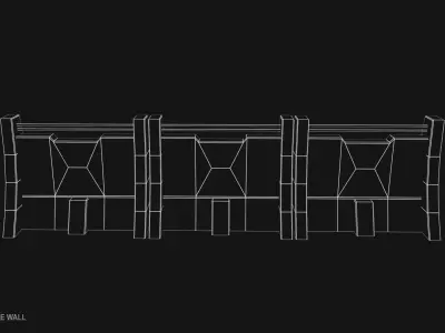 Scifi militarybase wall Low-poly 3D model