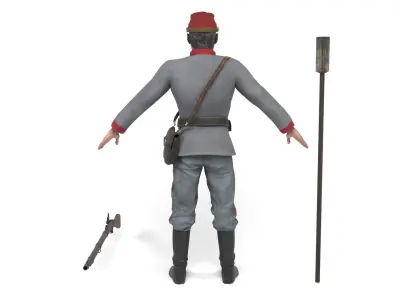 Confederate Soldier 3 - Artillery Low-poly 3D model
