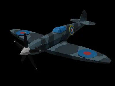 Spitfire Plane Game Assets Low Poly Low-poly 3D model