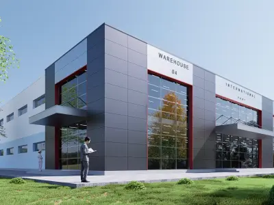 warehouse and office Low-poly 3D model