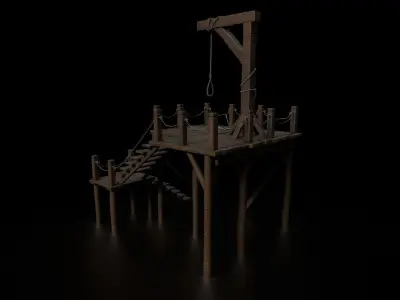 Medieval Gallows Low-poly 3D model