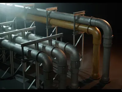 Modular Pipes Pack Vol 01 Low-poly 3D model
